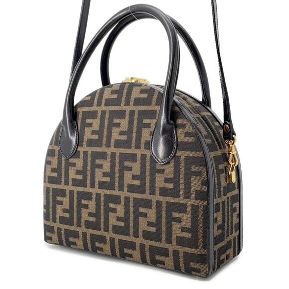 FENDI Zucca 2-way Bag Canvas/Leather Khaki - Picture 2 of 15